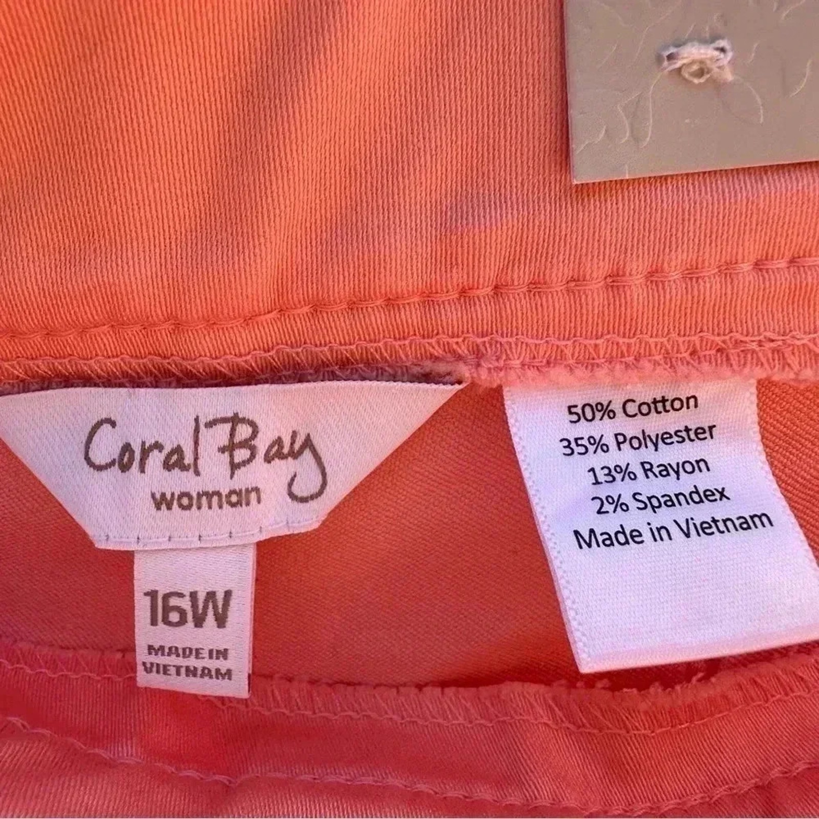 Coral Bay Womens Peach Capris Pockets Preppy Coastal Grandma Summer Plus Size — image 4 of 5